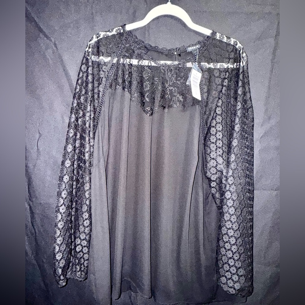 Torrid Black Lace Long Sleeve Blouse